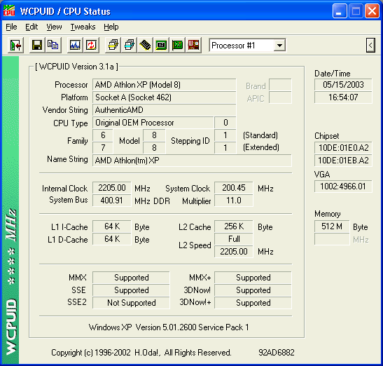 WCPUID Screen