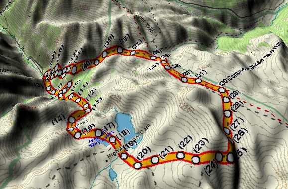 Highland Mary Lakes Hike - 3D Map